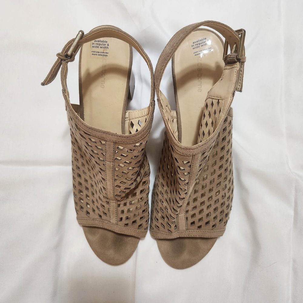 Liz Claiborne Tan Open Toe Heels - Picture 3 of 4